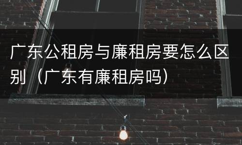 广东公租房与廉租房要怎么区别（广东有廉租房吗）