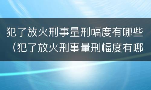 犯了放火刑事量刑幅度有哪些（犯了放火刑事量刑幅度有哪些标准）