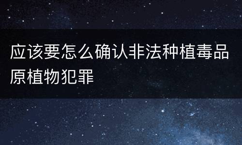 应该要怎么确认非法种植毒品原植物犯罪