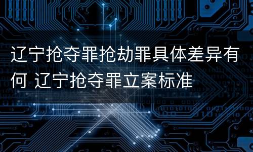 辽宁抢夺罪抢劫罪具体差异有何 辽宁抢夺罪立案标准