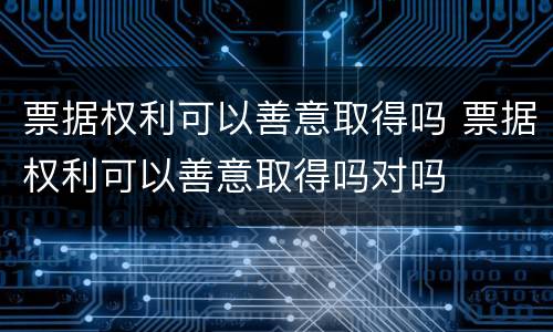 票据权利可以善意取得吗 票据权利可以善意取得吗对吗