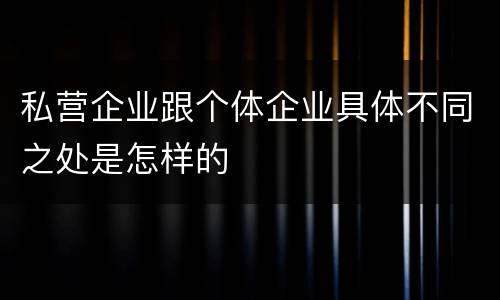私营企业跟个体企业具体不同之处是怎样的