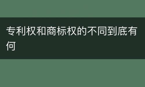 专利权和商标权的不同到底有何
