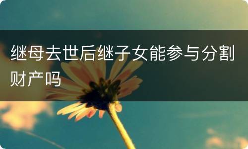 继母去世后继子女能参与分割财产吗