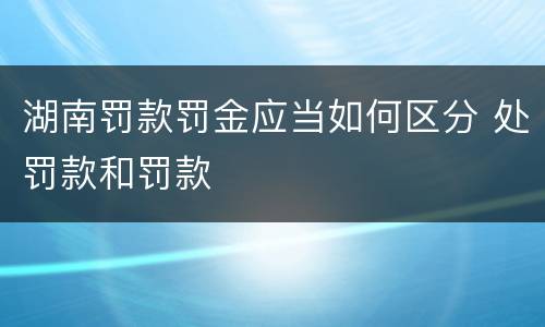 湖南罚款罚金应当如何区分 处罚款和罚款