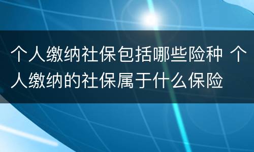 个人缴纳社保包括哪些险种 个人缴纳的社保属于什么保险
