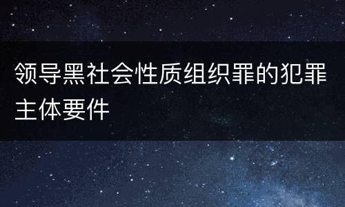 领导黑社会性质组织罪的犯罪主体要件