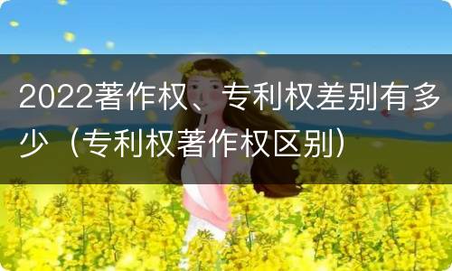 2022著作权、专利权差别有多少（专利权著作权区别）
