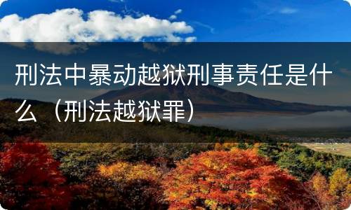 刑法中暴动越狱刑事责任是什么（刑法越狱罪）