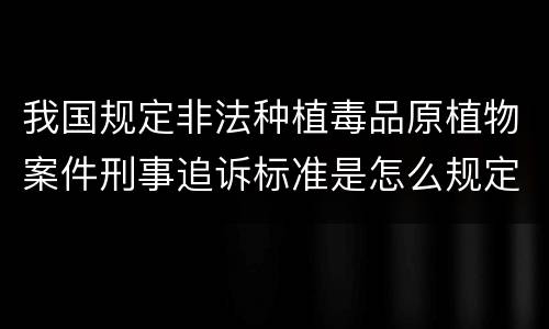 我国规定非法种植毒品原植物案件刑事追诉标准是怎么规定