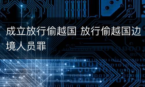 成立放行偷越国 放行偷越国边境人员罪