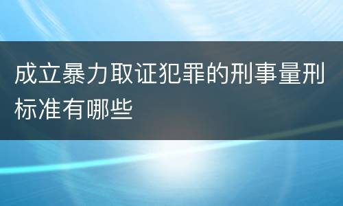 成立暴力取证犯罪的刑事量刑标准有哪些