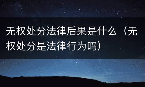 无权处分法律后果是什么(无权处分是法律行为吗)