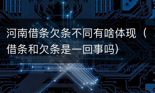 河南借条欠条不同有啥体现（借条和欠条是一回事吗）