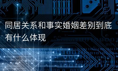 同居关系和事实婚姻差别到底有什么体现