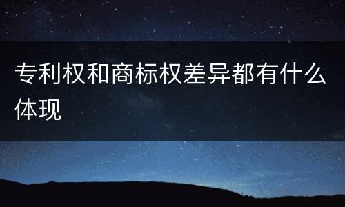 专利权和商标权差异都有什么体现
