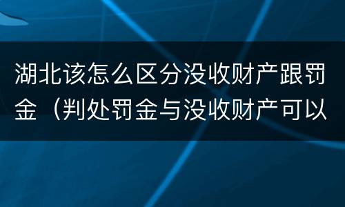 湖北该怎么区分没收财产跟罚金(判处罚金与没收财产可以并罚吗)