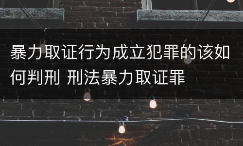 暴力取证行为成立犯罪的该如何判刑 刑法暴力取证罪