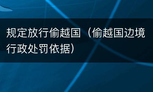 规定放行偷越国（偷越国边境行政处罚依据）