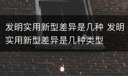 发明实用新型差异是几种 发明实用新型差异是几种类型