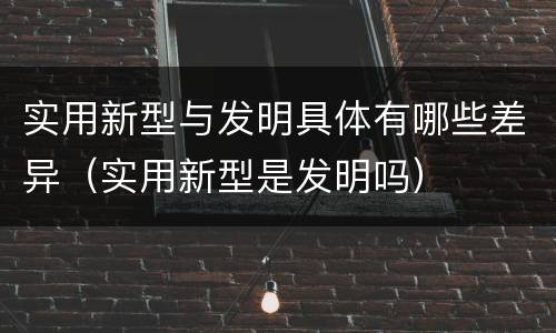 实用新型与发明具体有哪些差异（实用新型是发明吗）