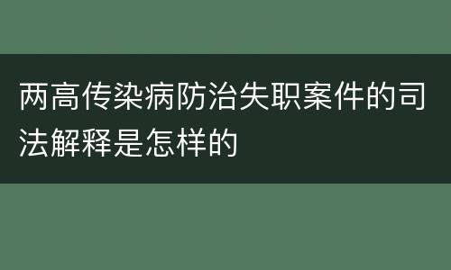 两高传染病防治失职案件的司法解释是怎样的