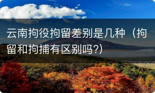 云南拘役拘留差别是几种（拘留和拘捕有区别吗?）