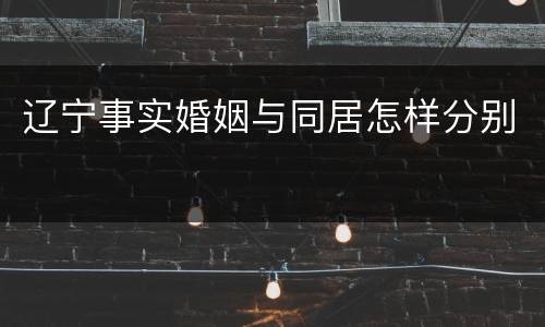 辽宁事实婚姻与同居怎样分别