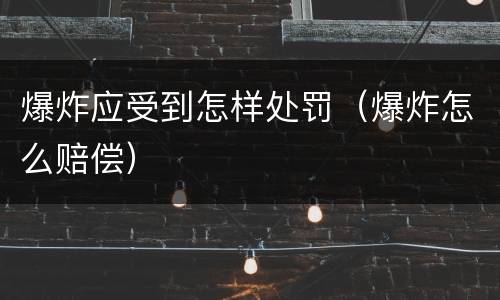 爆炸应受到怎样处罚（爆炸怎么赔偿）