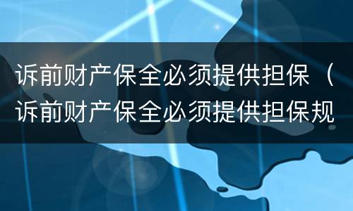 诉前财产保全必须提供担保（诉前财产保全必须提供担保规定）