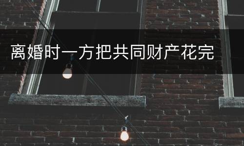 离婚时一方把共同财产花完