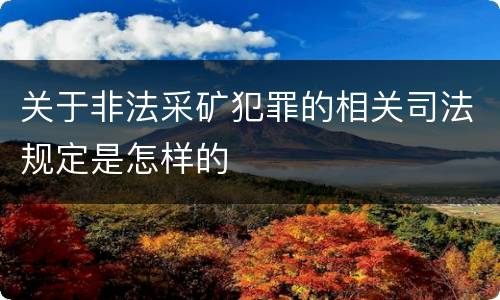 关于非法采矿犯罪的相关司法规定是怎样的