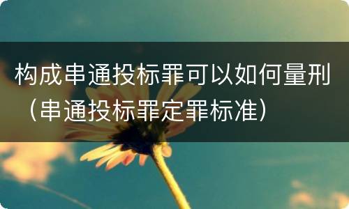 构成串通投标罪可以如何量刑（串通投标罪定罪标准）