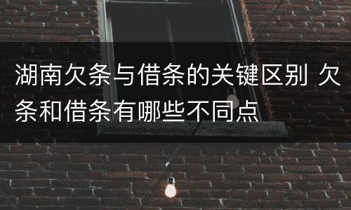 湖南欠条与借条的关键区别 欠条和借条有哪些不同点