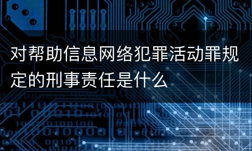 对帮助信息网络犯罪活动罪规定的刑事责任是什么
