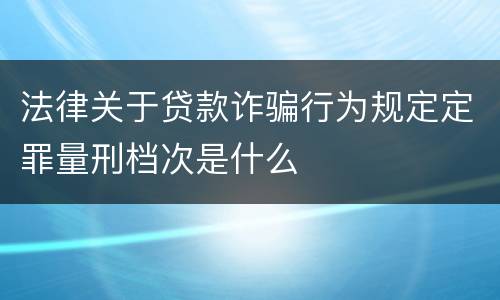 法律关于贷款诈骗行为规定定罪量刑档次是什么