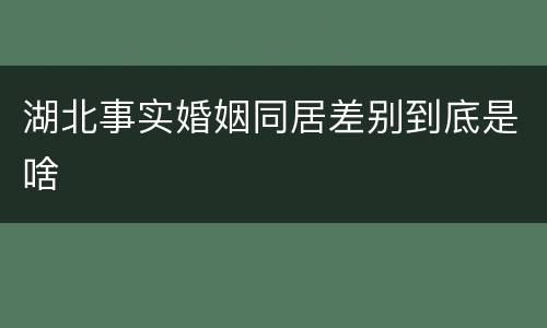 湖北事实婚姻同居差别到底是啥