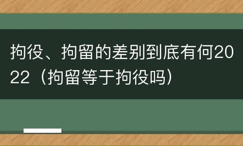 拘役、拘留的差别到底有何2022（拘留等于拘役吗）