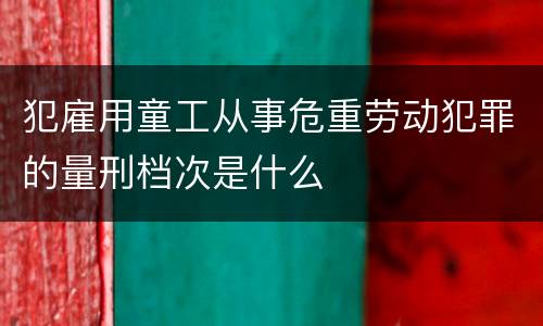 犯雇用童工从事危重劳动犯罪的量刑档次是什么