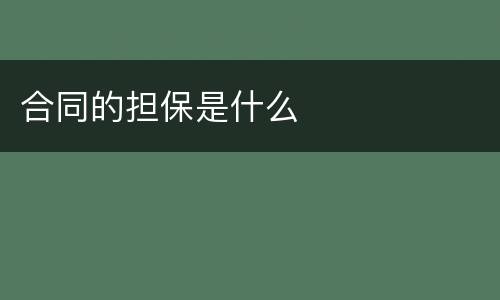 合同的担保是什么