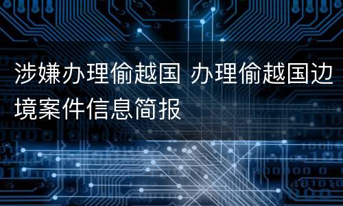 涉嫌办理偷越国 办理偷越国边境案件信息简报