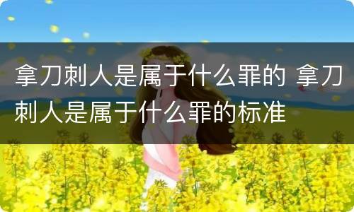 拿刀刺人是属于什么罪的 拿刀刺人是属于什么罪的标准