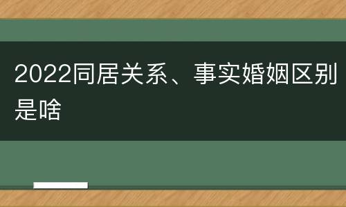 2022同居关系、事实婚姻区别是啥