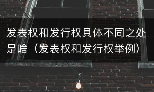发表权和发行权具体不同之处是啥（发表权和发行权举例）