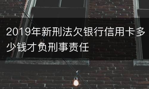 2019年新刑法欠银行信用卡多少钱才负刑事责任