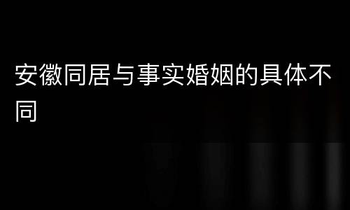安徽同居与事实婚姻的具体不同