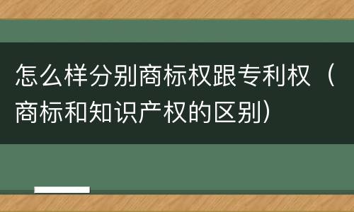 怎么样分别商标权跟专利权（商标和知识产权的区别）
