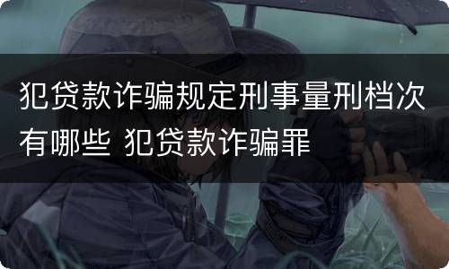 犯贷款诈骗规定刑事量刑档次有哪些 犯贷款诈骗罪