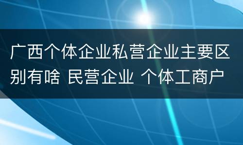 广西个体企业私营企业主要区别有啥 民营企业 个体工商户 区别