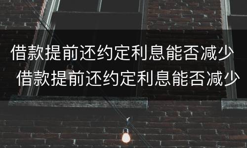 借款提前还约定利息能否减少 借款提前还约定利息能否减少违约金
